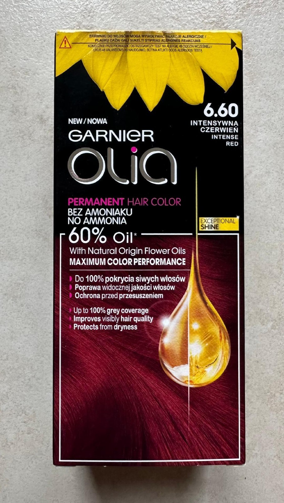 GARNIER OLIA PERMANENT COLOUR SHORT HAIR INTENSE RED (6.60) POLISH LANGUAGE