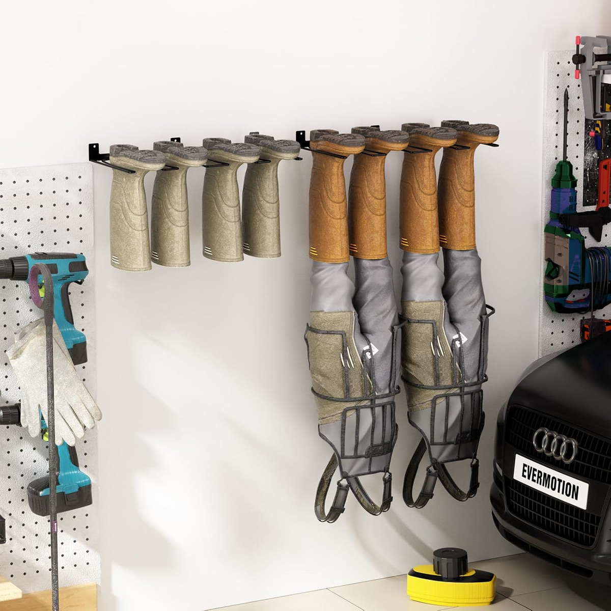 Entryway Boot Rack 4-Pack Matte Black Wader Hangers - Heavy Duty Boot ...