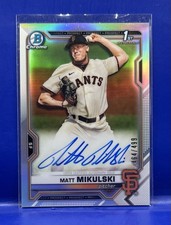 Matt Mikulski #/499 REFRACTOR AUTO 2021 Bowman Chrome 1st RC Rookie SF Giants