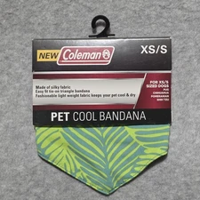 Coleman Cooling Dog Bandana XS Teal & Green Leaf Great for Summer Weather