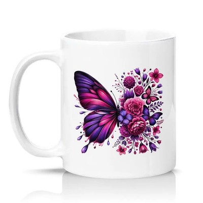 Schmetterling Blumen Damen 11 Unzen Keramiktasse Botanisches Geschenk für Sie