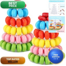 Juexica 2 Pcs Round Macaron Tower Stand 6 Tiers Plastic Cupcake Display Rack