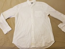 Mens Bonobos Dress Shirt L Large White Button Cotton
