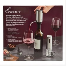 Rabbit 5 Piece Electric Wine Tool Aerator & Corkscrew Set
