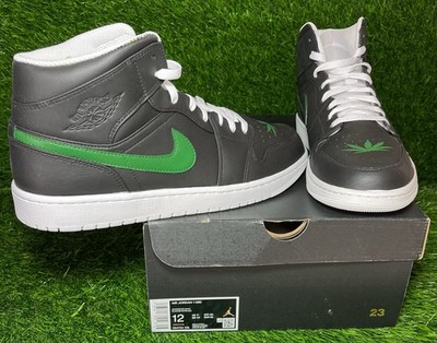 Men s 12-Jordan 1 Mid CUSTOM PAINTED Marijuana Leaf 554724-136 *Tried ON* OG Box