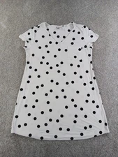 Soma Large Womens Sleepwear Nightgown Viscose Blend White Black Polka Dot