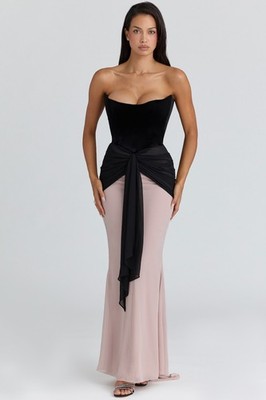 HOUSE OF CB 'Clara' Black & Blush Chiffon Maxi Dress /Size S-US 4-6/CA5552  | eBay