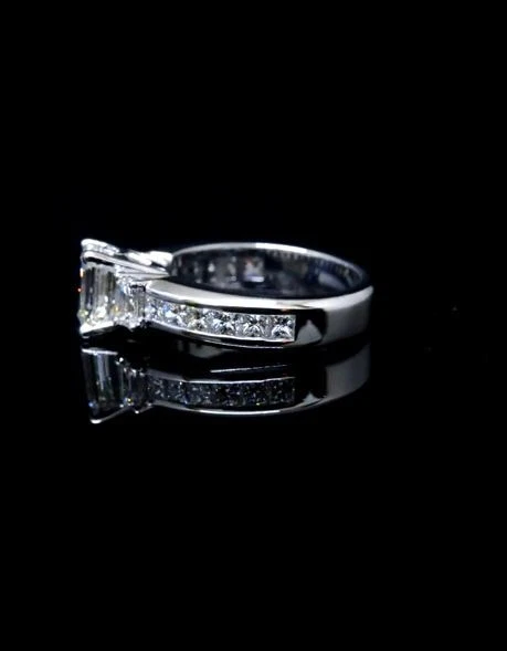 3.10Ct Emerald Cut Lab Created Diamond 3-Stone Engagement Ring 14K White Gold - Image 2 of 4