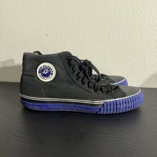 PF Flyers Men’s Black High Top Canvas Shoes Purple Outsole Size 9.5