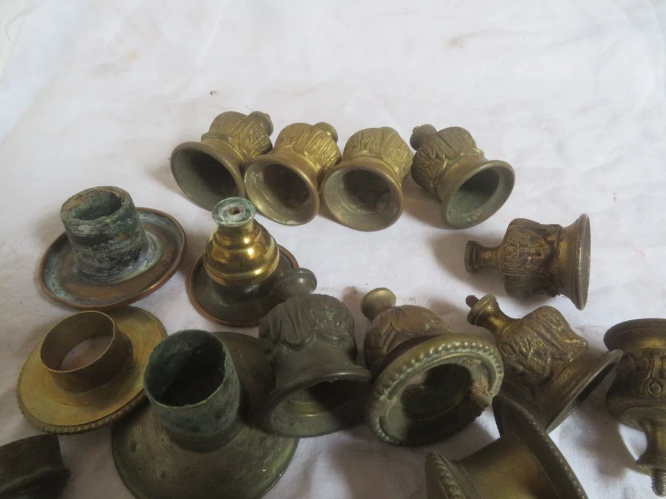 bon lot 23 x bobèche ancien chandelier bougeoir lustre laiton bronze régule - Photo 2/4