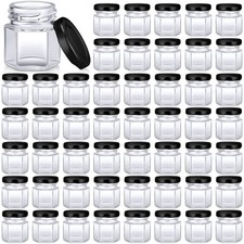 100 Mini Hexagon Glass Jars 1.5oz Bulk for Wedding Favors, Honey, Spices, DIY Cr
