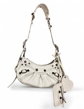 Women’s Balenciaga Le Cagole Mini Shoulder Bag White with Silver Hardware