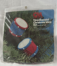 Vintage Columbia Minerva Christmas Needlepoint Ornament Kit NOS Holiday Craft