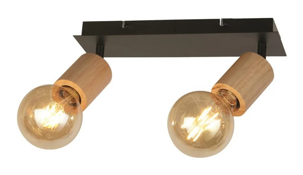Spot Light Black Spinny Bar Matt & Natural Searchlight 50211-2NA