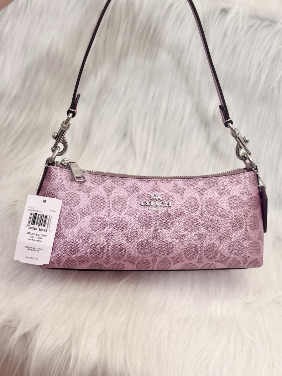 Coach Charlotte Shoulder Bag In Signature Canvas CCL40 Pink/Rose