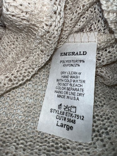 Emerald Anna Top Open Knit Short Sleeve Sweater Ivory Size Large NWT - Picture 13 of 13