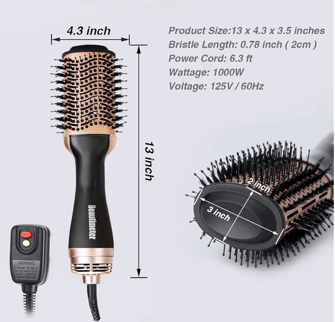 Beautimeter Rotating Hot Air Brush 1000W NEW