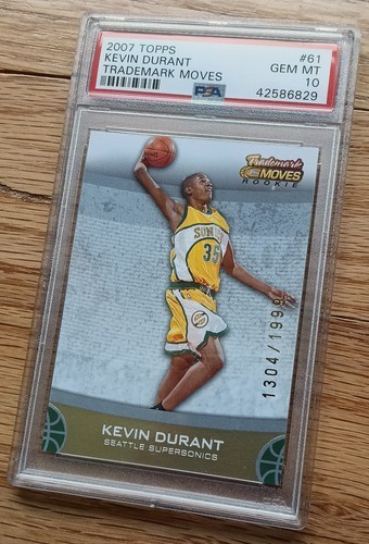 2007 TOPPS TRADEMARK MOVES #61 Kevin Durant SP RC /1999 Rookie PSA 10 (Pop 21)