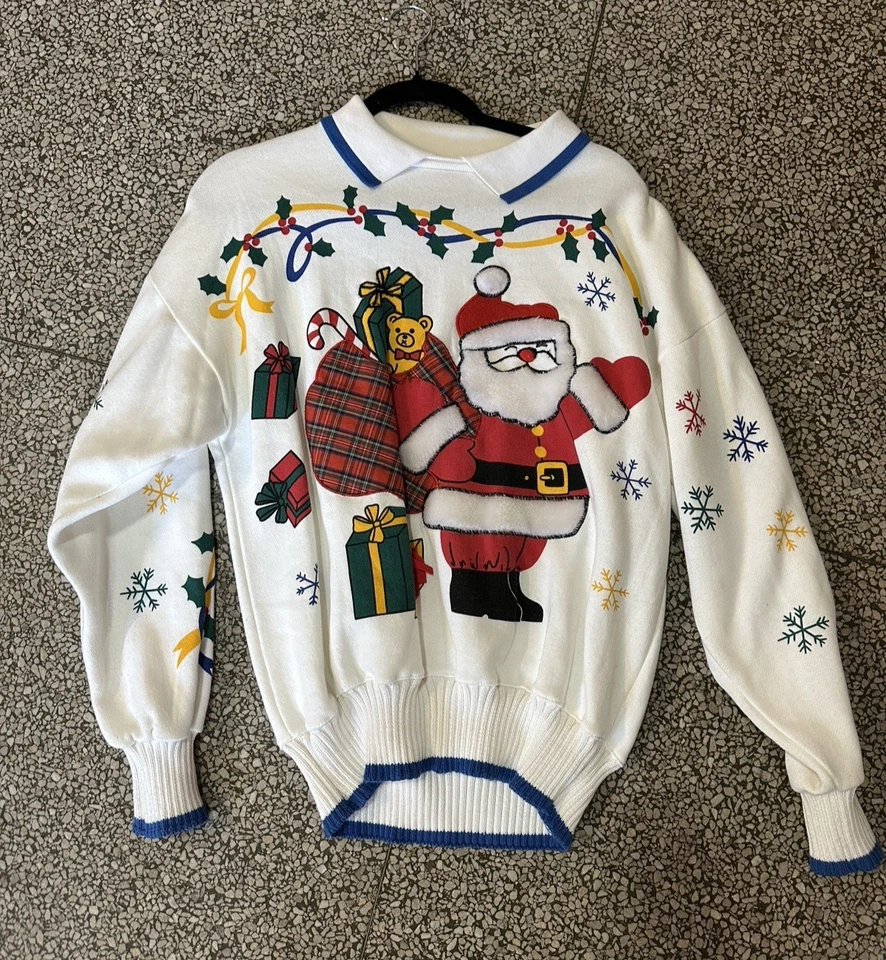 Suéter Sudadera Vintage Feo Navidad Santa Festivo Único Años 80 90 S/M Foto 2 de 4