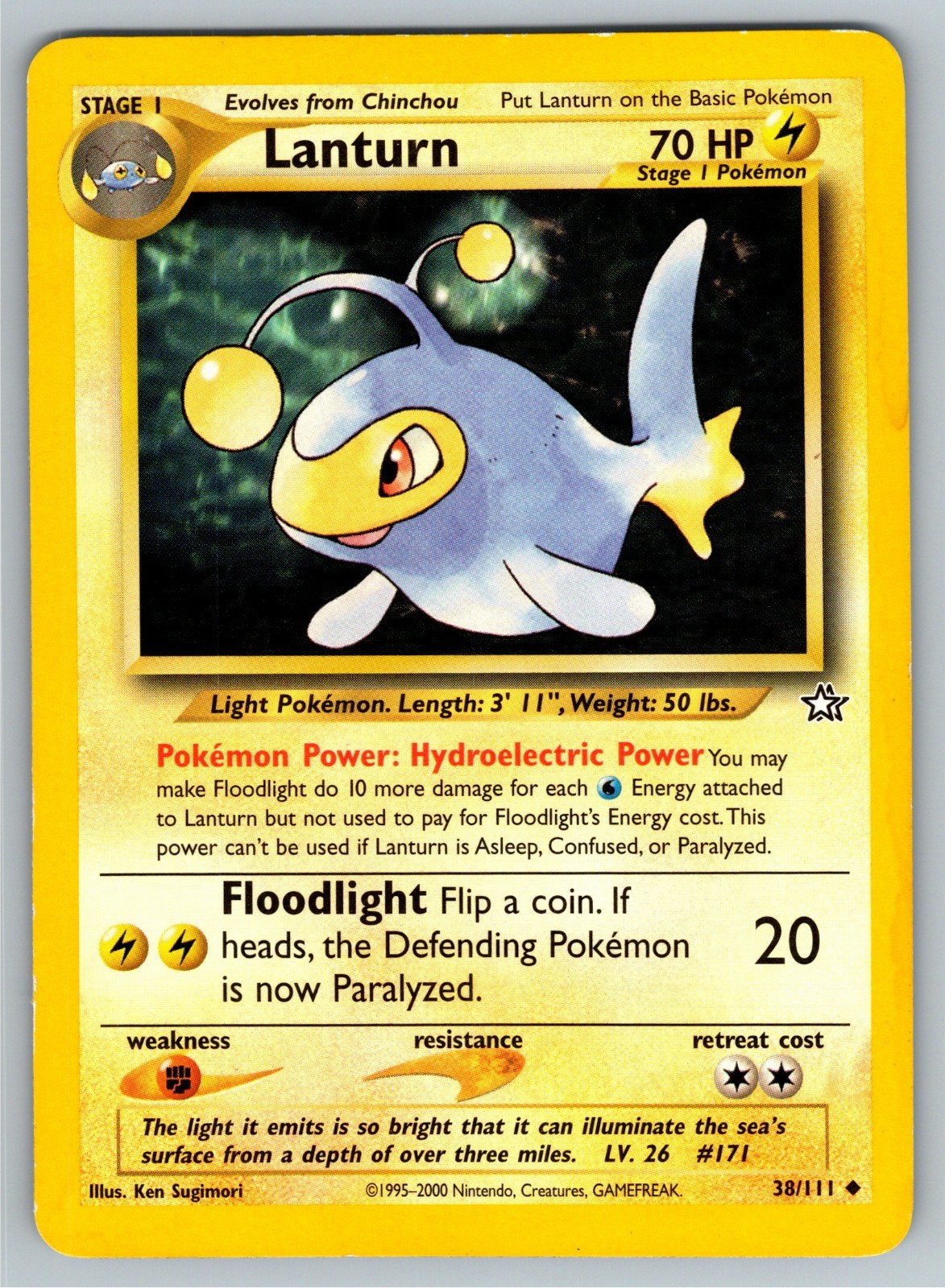 Pokémon TCG Lanturn Neo Genesis 38 Regular Unlimited Uncommon NM