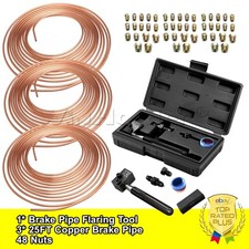 Brake Lines Repair Kit Copper Pipe Flaring Tool 25ft Brake Pipe 3/16" 48 Nut Set