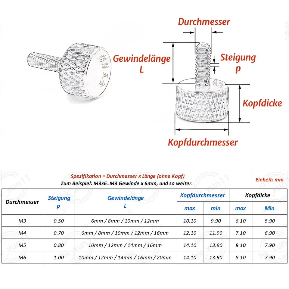 Rändelschraube, Aluminiumlegierung Rändelschrauben, Mehrfarbig Schrauben M5 M6 - Bild 2 von 4