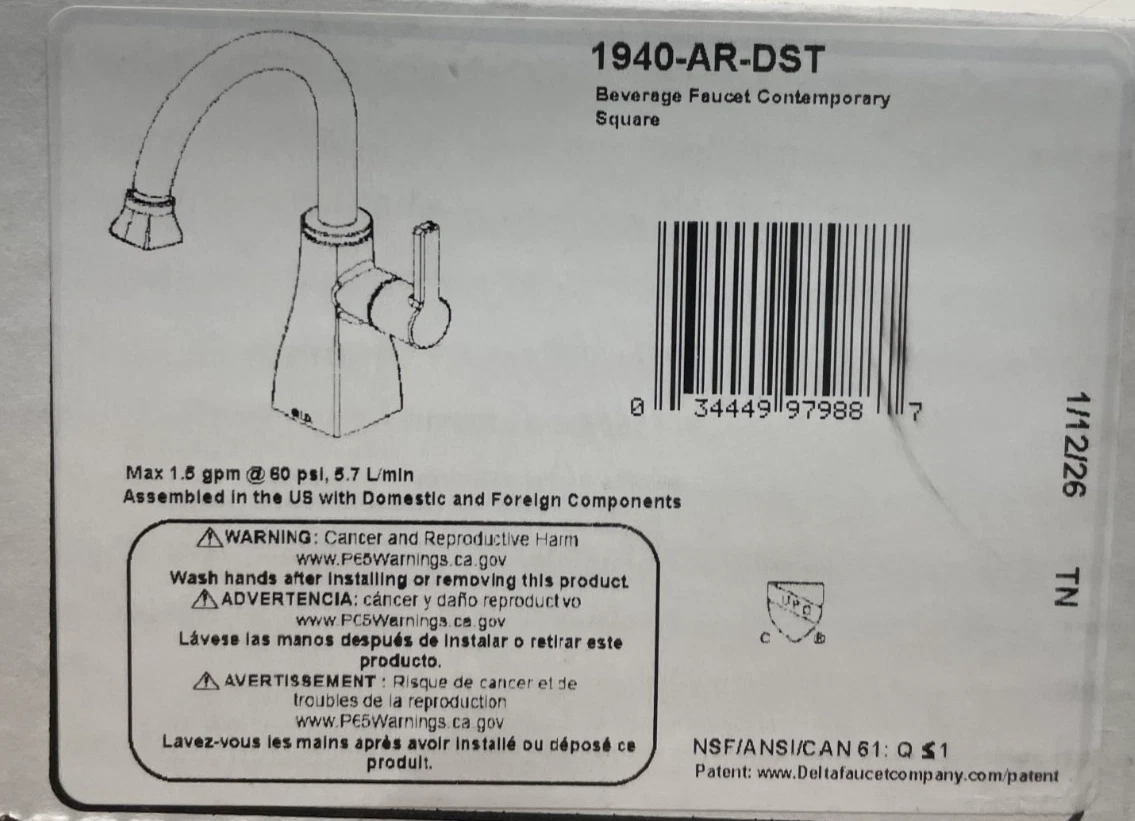 Delta 1940-AR-DST Cold Only Water Dispenser Beverage Faucet - *READ*