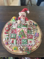 FIMO Dough Sculpture Mrs. Clause In Bed Nancy Pippin Signed