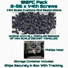 100PC Black 1/4th 2-56 Screw FOR 1/64 Scale Custom Restoration Hot Wheel  Other