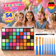 54 Farben Kinderschminke Set 11 Pinsel Gesich...