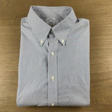 Brooks Brothers Oxford Cotton Stretch Shirt Men s M 15.5-35 Pin Stripe OCBD