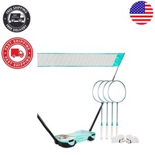 Complete Badminton Set with Windproof Storage Box  Easy Assembly   4 Rackets