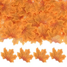 100Pcs Artificial Maple Leaves, Fake Fall Leaves Faux Autumn Leaf Fall Yellow