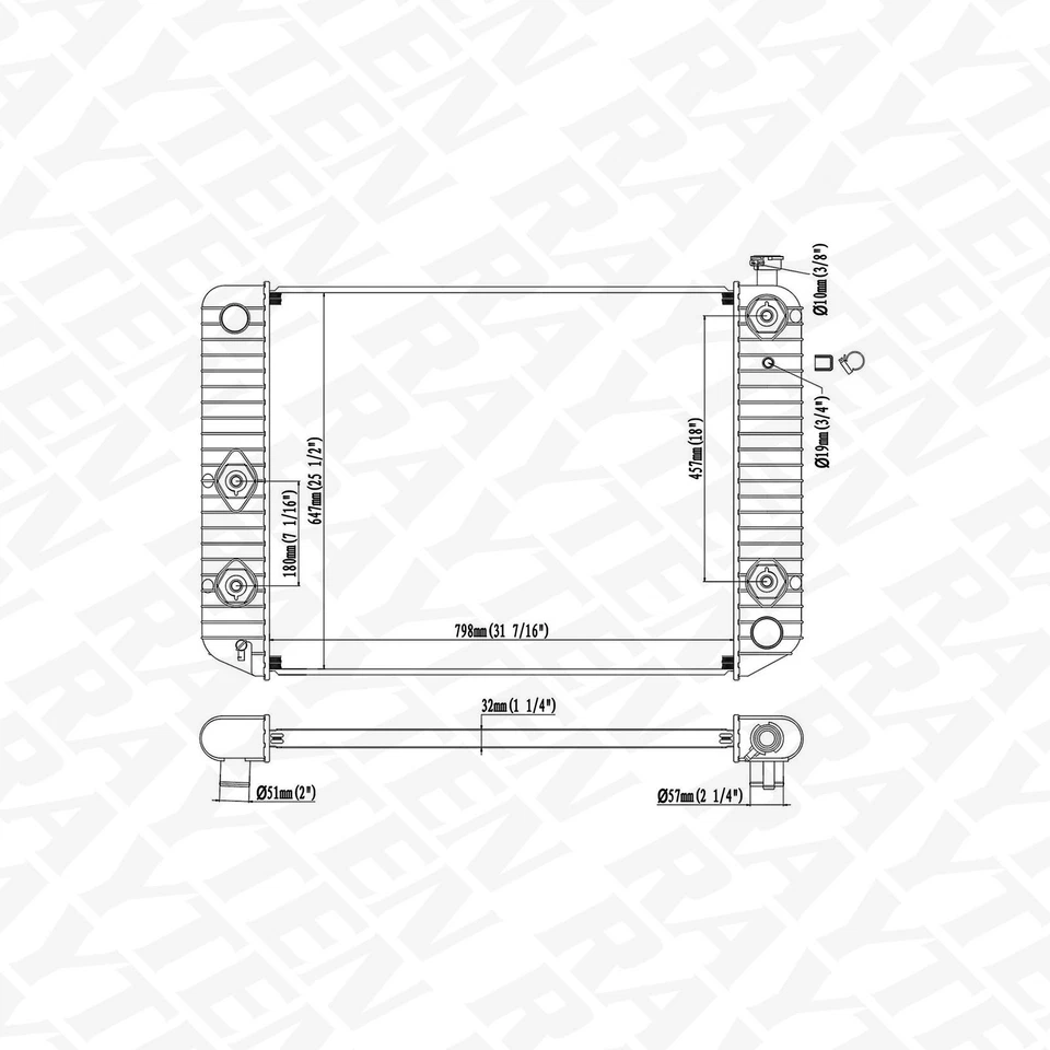 CU1813 Aluminum Radiator Fit for Chevy GMC C6500 Topkick C6000 C5500 Kodiak C60 Foto 3 de 4