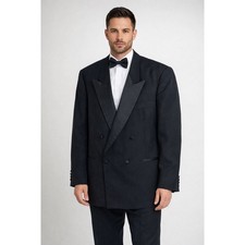 Dario Ferrozzi Tuxedo BLAZER Mens 44R Black Excellent Double Breasted Peak Lapel