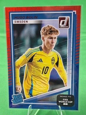 2025-26 Donruss FIFA World Cup Hugo Bolin Sweden RC Red Blue Laser Parallel #243