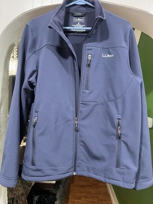 L.L. Bean Men's M Reg Gray Windproof Softshell Full Zip Jacket for Outdoor Work