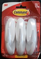 Command Medium Hooks Multi-Pack 6 Hooks 12 Strips White Damage-Free Hanging 