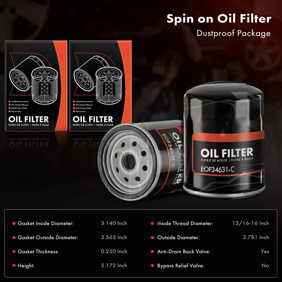 2x Filtro de aceite de motor para Chevrolet Impala K1500 Tahoe P20 10 k millas protección Foto 2 de 4