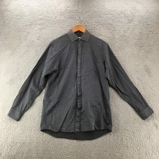 Calvin Klein Dress Shirt Mens 15.5 34/35 Gray Pinstripe Regular Fit Long Sleeve