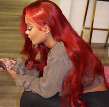 Orange Red Synthetic Lace Front Wigs Long Wavy Wig Body Wave Heat Safe for Women