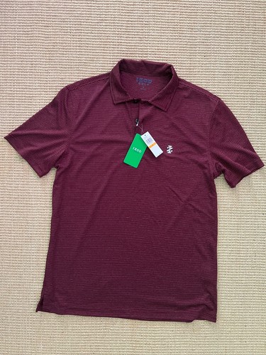Izod Golf Men's Maroon Solid Stretch Short Sleeve Logo Polo Shirt Size S
