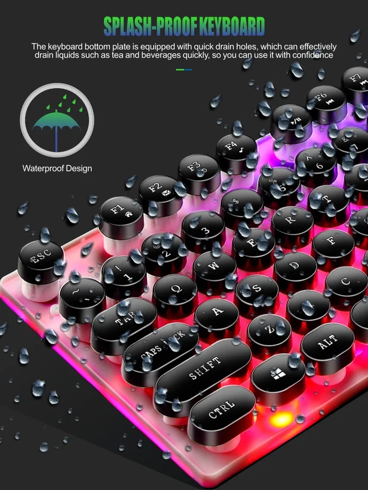 Gaming Keyboard and Mouse Set, Rainbow, Waterproof Keyboard, 1000 DPI Mouse - Image 4 of 4