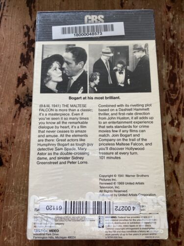 The Maltese Falcon VHS Humphrey Bogart NEW John Huston NEW SEALED CBS FOX - Picture 2 of 2