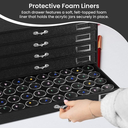 Neuartige Box 5 Schubladen Schmuck Hobby Edelstein Organizer Vitrine mit Edelstein Glas Einsätzen - Bild 49 von 92