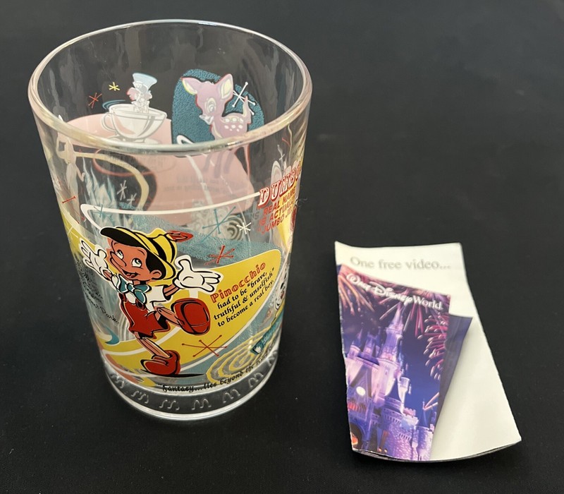 Vintage 1996 McDonald’s Disney 100 Years Of Magic Glass Cup w/ Free Video Coupon