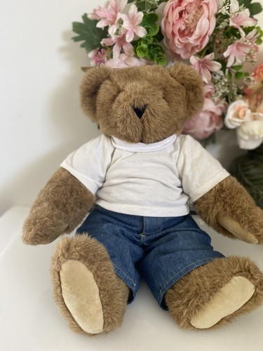 Vintage Vermont Teddy Bear Company Plush Brown Jointed Poseable 16” Jean TShirt - Picture 17 of 24