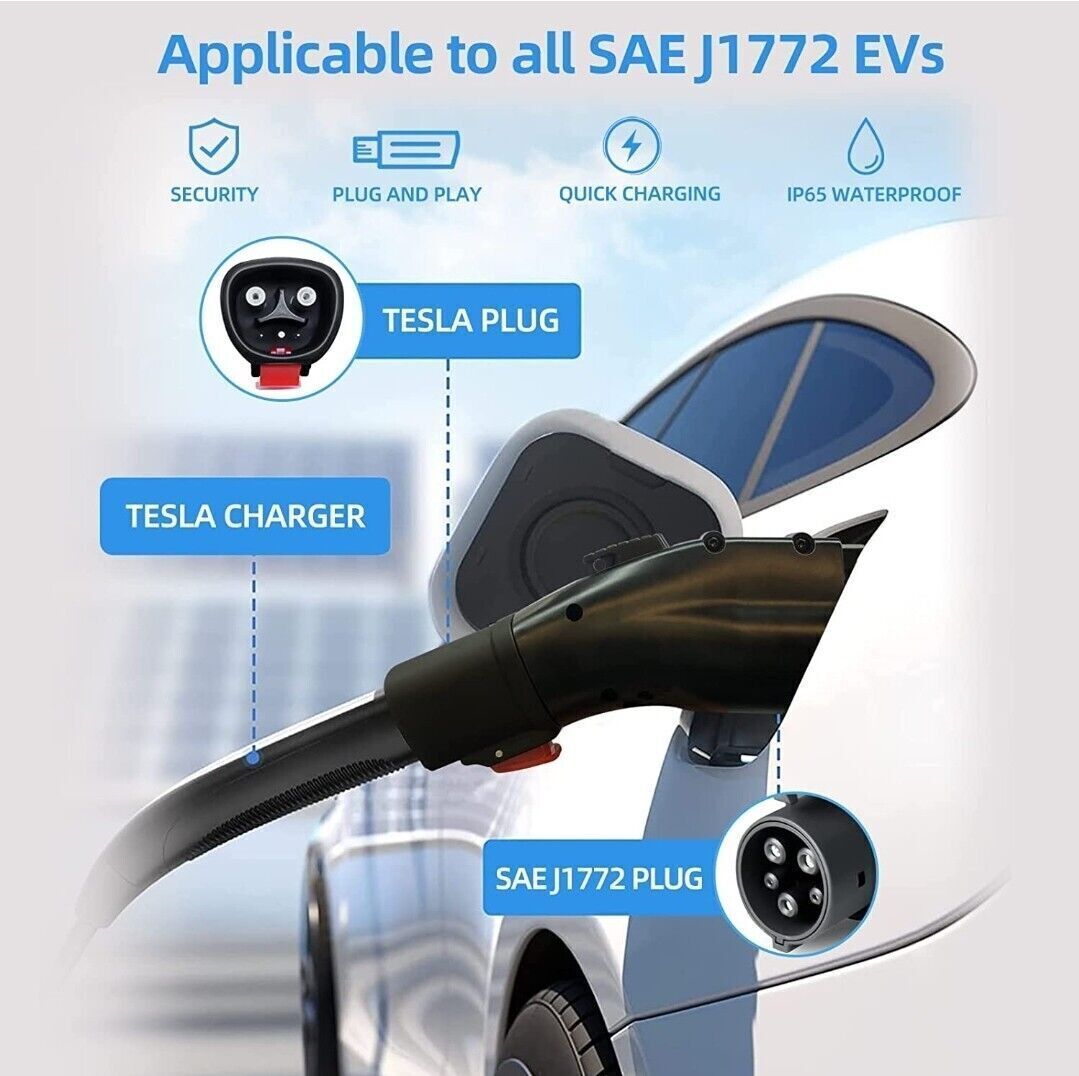 Tesla to J1772 Charging Adapter for EVs Electric Vehicles 60A & 250V Maximum