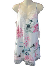 Linea Donatella Noralee Lace-Trim Chemise Night dress Ivory M New