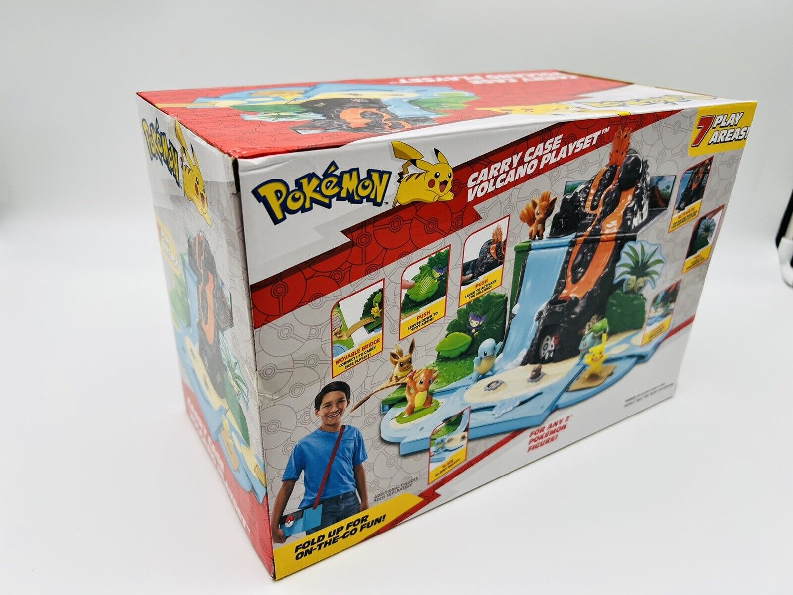 Pokémon Carry Case Playset, Feat. Different Locations Within One Playset,  with 2-Inch Pikachu Figure, Treetop Trap Door, Battle Area, Hidden Cave and